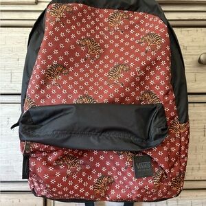 Vans Brick Rusty Red and Black Tiger Pattern Backpack